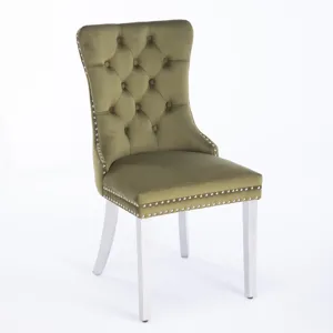 Nikki - Modern, High-End Tufted Solid Wood Contemporary Velvet Upholstered Dining Chair With Chrome 