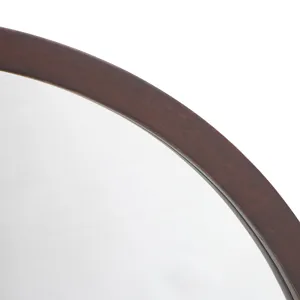 Circle Wall Mirror With Wooden Frame And Walnut Finish, Wall Mirror For Living Room Dining Room - Br