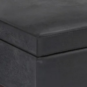 Owen - Small Rectangular Storage Ottoman - Distressed Black