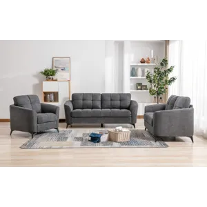 Callie - Woven Fabric Sofa Loveseat Chair Living Room (Set of 2) - Gray