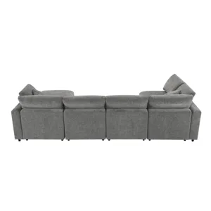 Modern Modular Cloud Sofa Bed, 6 Seat Chenille Sectional Couch Set With Ottoman, Free Combination, C