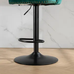 Swivel Velvet Barstools Adjusatble Seat Height, Modern Upholstered Bar Stools With Backs Comfortable