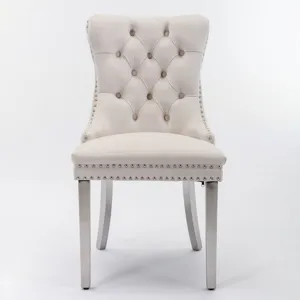 Nikki - Modern, High-End Tufted Solid Wood Contemporary Velvet Upholstered Dining Chair With Chrome 