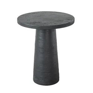 Round Side Table With Pedestal Base - Black - Black