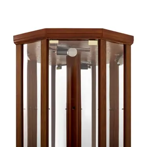 6 Shelf Lighted Corner Curio Cabinet With Adjustable Tempered Glass Shelves And Mirror Back (E26 Light Bulb Not Included) - Walnut