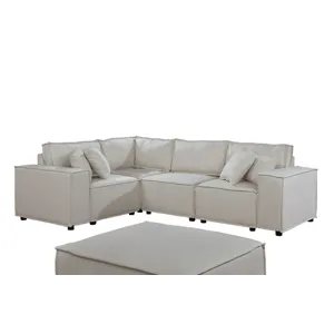 Melrose - Modular Sectional Sofa With Ottoman - Beige Linen