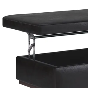 Owen - Lift Top Large Coffee Table Storage Ottoman - Distressed Black