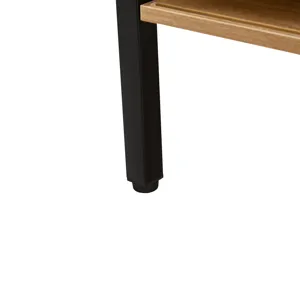 40.16\" Rattan Coffee Table, Sliding Door For Storage, Metal Legs, Modern Table For Living Room - Na