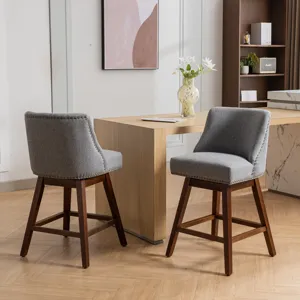 Counter Height Swivel Barstools, 26\'\' H Seat Height Upholstered Bar Stools (Set of 2), Fabric - Gr