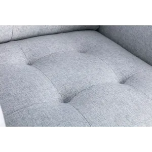 Victoria - Linen Fabric Loveseat With Metal Legs, Side Pockets, And Pillows - Light Gray