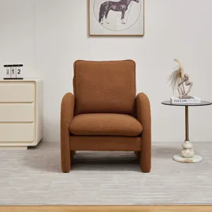 Modern Sherpa Upholstered Accent Chair, Comfortable Living Room Armchair, Lounge Chair For Bedroom, 