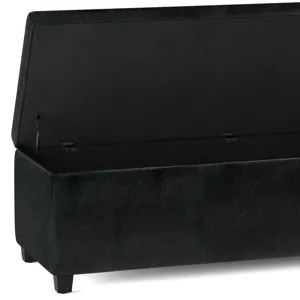 Avalon - Extra Large Storage Ottoman Bench - Midnight Black