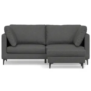 Ava - 76\" Mid Century Sofa with Ottoman Set - Pebble Gray
