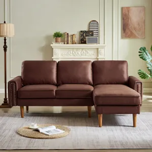 L-Shape Sofa Couch With Chais Mid-Century, Strong Leg And Design That Will Complement Any Living Spa