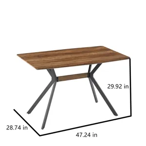 Modern Minimalist Style Dining Table MDF Wooden Top Metal Shelf Metal Heat Transfer Legs Leveling Fe