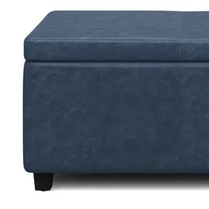 Avalon - Storage Ottoman Bench - Denim Blue