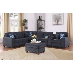 Gina - Sectional Sofa With Ottoman - Black