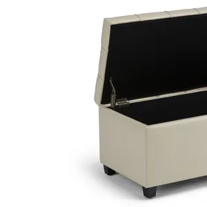 Sienna - Storage Ottoman Bench - Satin Cream