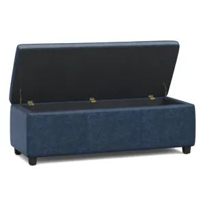 Avalon - Storage Ottoman Bench - Denim Blue