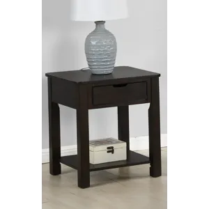 Flora - 20\" MDF End Table With Drawer - Dark Brown