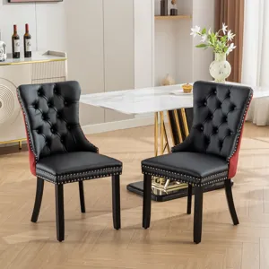 Nikki - Modern, High-End Tufted Solid Wood Contemporary PU And Velvet Upholstered Dining Chair With 