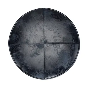 Connor - Round Pouf - Distressed Navy Blue
