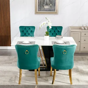 Nikki - Modern, High-End Tufted Solid Wood Contemporary Velvet Upholstered Dining Chair With Golden 