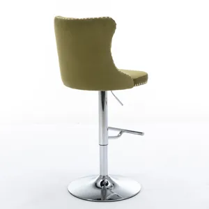 Swivel Velvet Barstools Adjusatble Seat Height From 25-33\", Modern Upholstered Chrome Base Bar Stoo