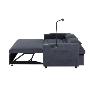 Convertible Sofa Bed Loveseat Sofa With Three USB Ports, Two Side Pockets, Two Cup Holders And 360° 