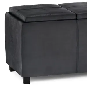 Avalon - Storage Ottoman - Distressed Black