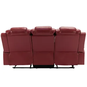 3 Pieces Recliner Sofa Sets Home Theater Seating Manual Recliner Chair With Center Console And Led L