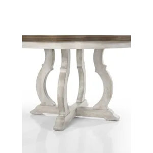 Havanna - 5 Piece Wide Contemporary Round Dining Table With Off White Fabric Chairs (Set of 5) - Vin
