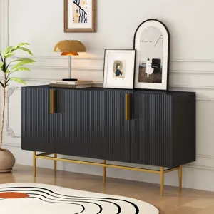 Modern Elegant 4 Door Sideboard Gold Metal Handle Buffet Cabinet For Dining Room, Living Room, Bedro