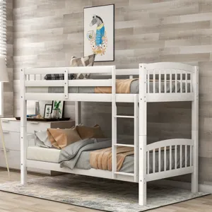 80.51\" Twin Over Twin Bunk Bed With Ladder - White
