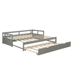 Extending Daybed With Trundle, Wooden Daybed With Trundle - Gray
