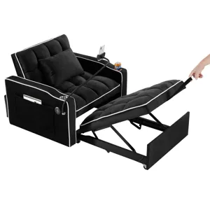 Convertible Sleeper Chair Sofa Bed Adjustable Pull Out Sleeper Chair Bed Multi-Pockets Folding Sofa 