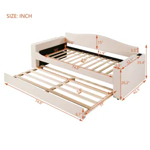 Twin Size Upholstered Daybed With Storage Armrests, Trundle And Latest Integrated Bluetooth Audio Sy