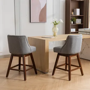 Counter Height Swivel Barstools, 26\'\' H Seat Height Upholstered Bar Stools (Set of 2), Fabric - Gr