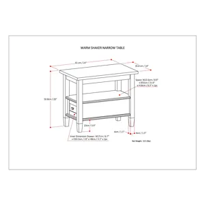 Warm Shaker - Narrow Side Table - White