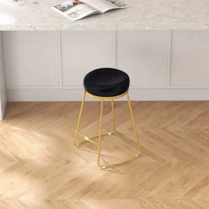 Jane - 26\" Mid-Century Modern Luxury Upholstered Stool - Black