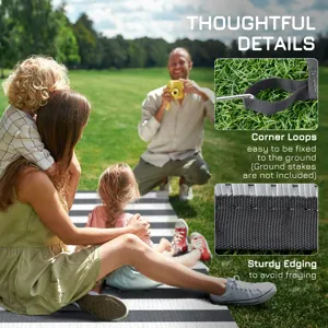 Outsunny - Reversible Outdoor Rug, 9\' x 12\' Waterproof Plastic Straw Floor Mat, Portable Rv Campin