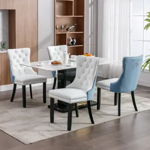 Nikki - Modern, High-End Tufted Solid Wood Contemporary PU And Velvet Upholstered Dining Chair With 