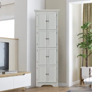 Tall Storage Cabinet With Doors And 4 Shelves For Living Room, Kitchen, Office, Bedroom, Bathroom, M
