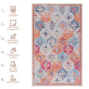 9\' x 12\' Area Rug, Washable Rug, Low-Pile, Non-Slip, Non-Shedding, Foldable, Kid & Pet Friendly Ar
