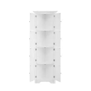 Tall Storage Cabinet With Doors And 4 Shelves For Living Room, Kitchen, Office, Bedroom, Bathroom, M