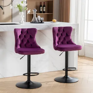 Swivel Velvet Barstools Adjusatble Seat Height , Modern Upholstered Bar Stools With Backs Comfortabl