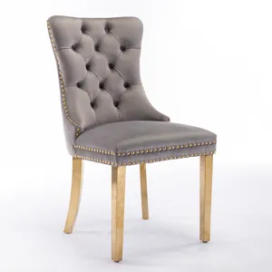 Nikki - Modern, High-End Tufted Solid Wood Contemporary Velvet Upholstered Dining Chair With Golden 