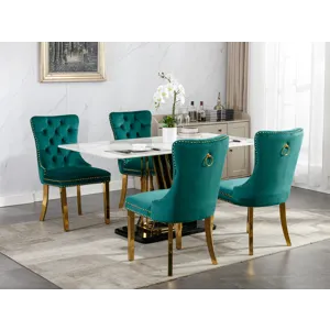 Nikki - Modern, High-End Tufted Solid Wood Contemporary Velvet Upholstered Dining Chair With Golden 