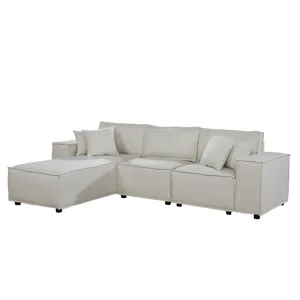 Harvey - Sofa With Reversible Chaise - Beige Linen