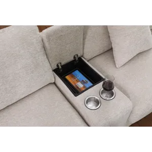 Celine - Chenille Fabric Corner Sectional Sofa With Right-Facing Chaise, Cupholders, And Charging Po